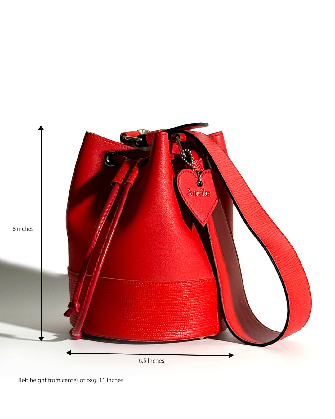 Rani bucket bag dimensions – 7.5" height, 6.5" width | Ameiko